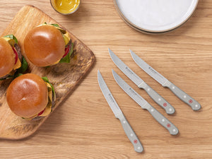 Gourmet Steak Knife Set with White Handles, Set of 4