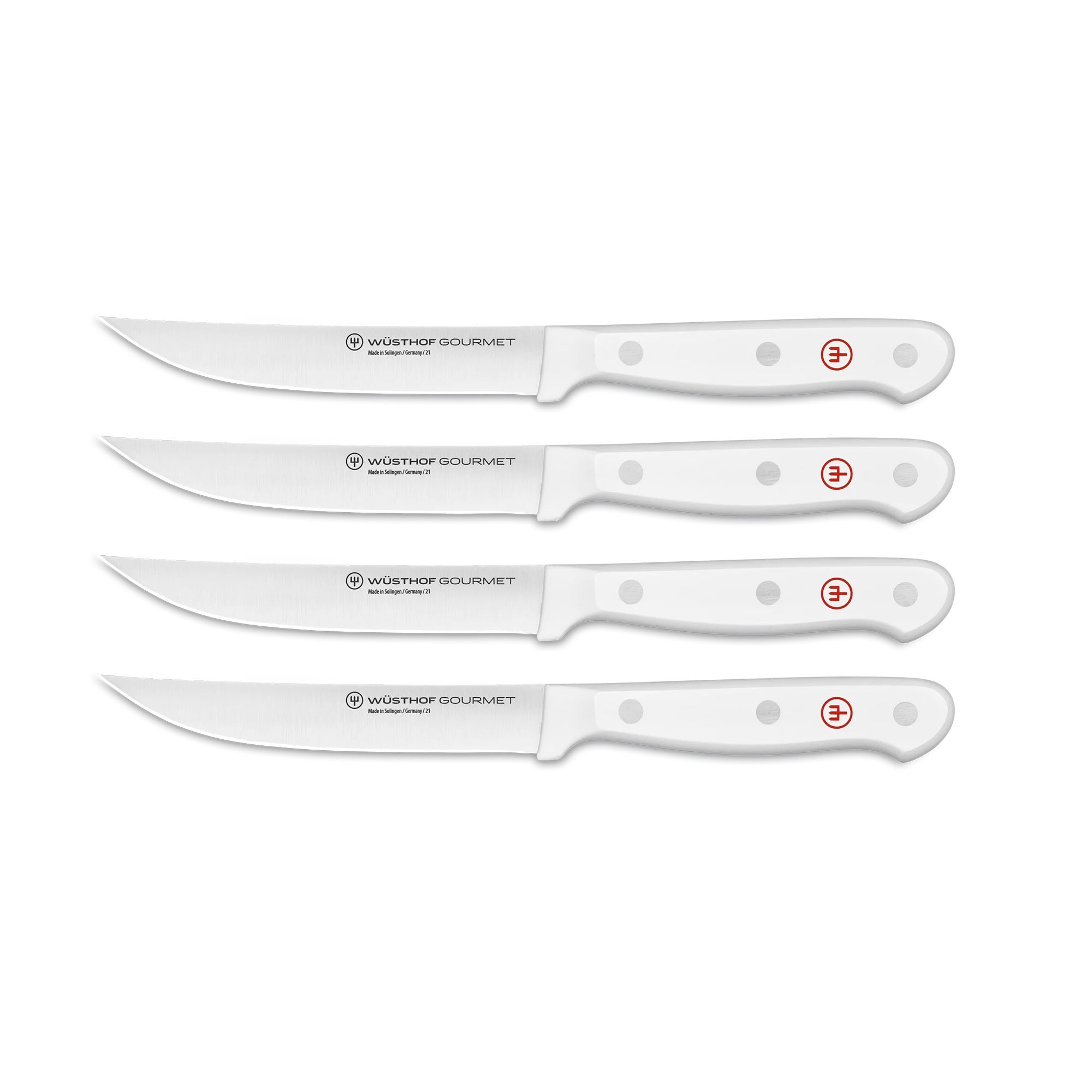 Gourmet Steak Knife Set with White Handles, Set of 4