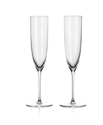 Champagne Flutes in Crystal Glass, Set of Two