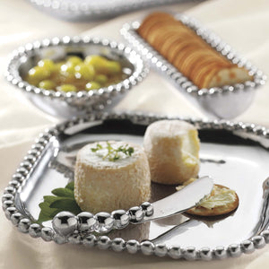 Pearled Square Platter-Platters-|-Mariposa