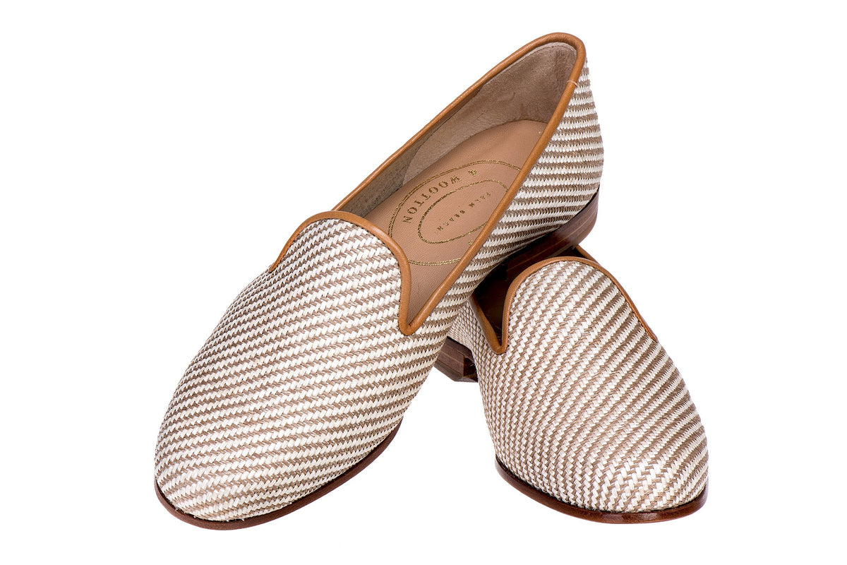 Our Straw Cream Raffia Slipper (Women) item is photographed here against a white background.