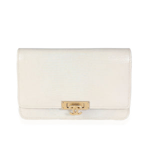 Chanel Gold Metallic Lizard Golden Class Wallet on Chain Handbag fv