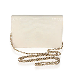 Chanel Gold Metallic Lizard Golden Class Wallet on Chain Handbag pv