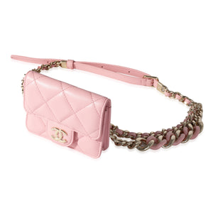 Chanel Pink Quilted Lambskin Elegant Chain Belt Bag