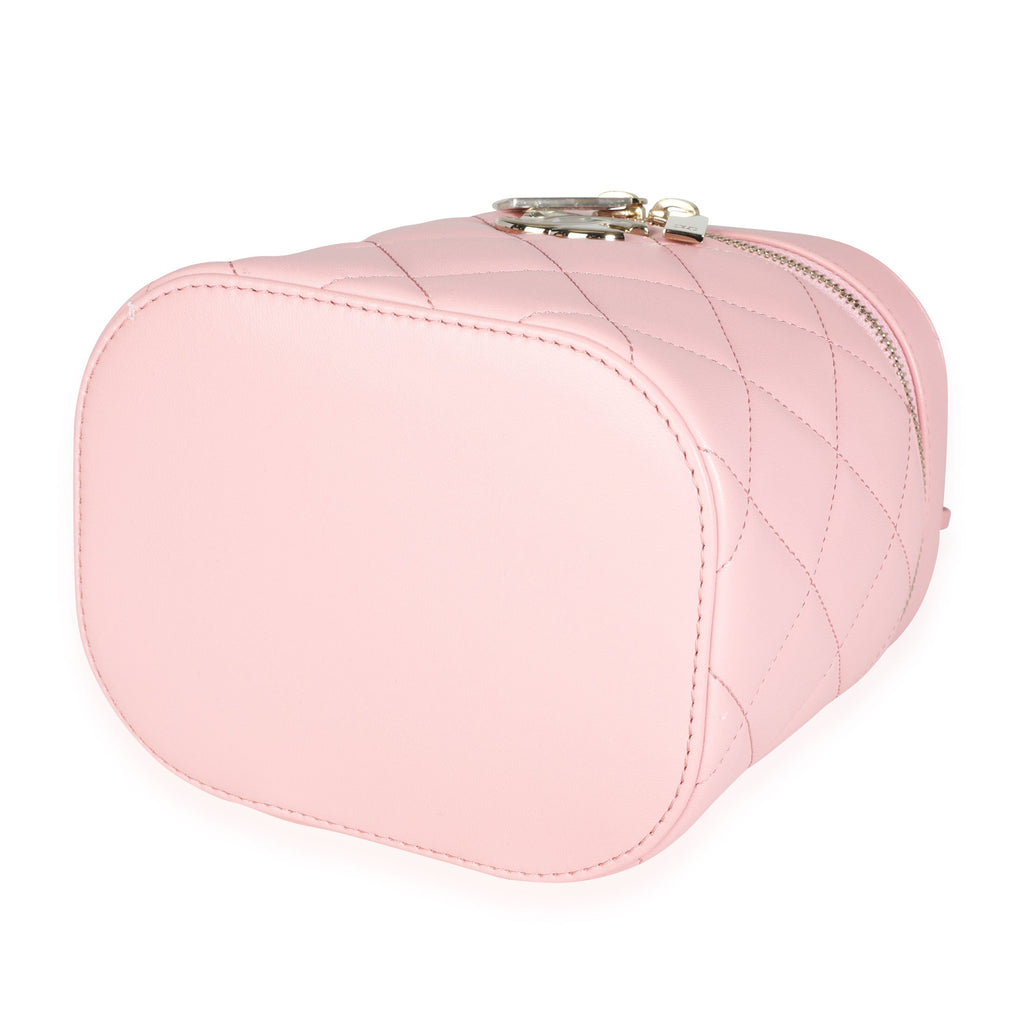 Chanel Light Pink Quilted Lambskin Small Trendy CC Vanity Case Handbag box