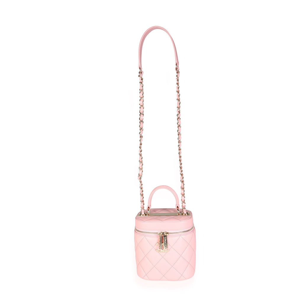 Chanel Light Pink Quilted Lambskin Small Trendy CC Vanity Case Handbag bv