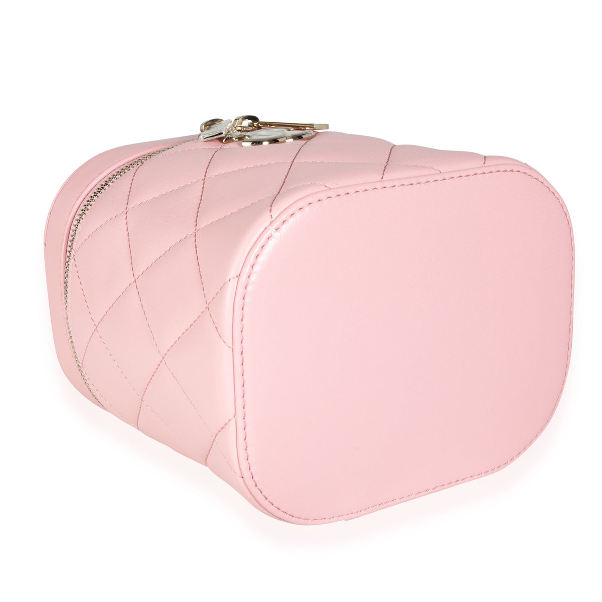 Chanel Light Pink Quilted Lambskin Small Trendy CC Vanity Case Handbag clasp