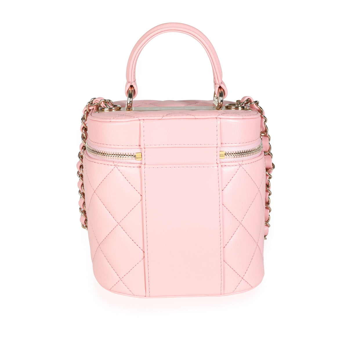 Chanel Light Pink Quilted Lambskin Small Trendy CC Vanity Case Handbag pv