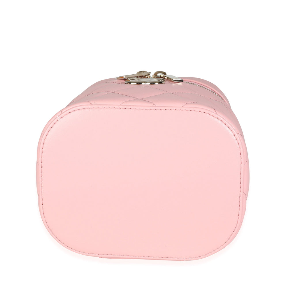 Chanel Light Pink Quilted Lambskin Small Trendy CC Vanity Case Handbag stamp