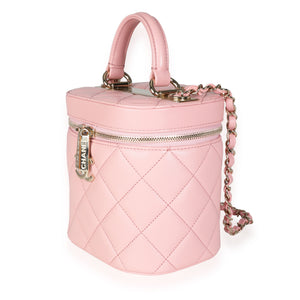 Chanel Light Pink Quilted Lambskin Small Trendy CC Vanity Case Handbag sv