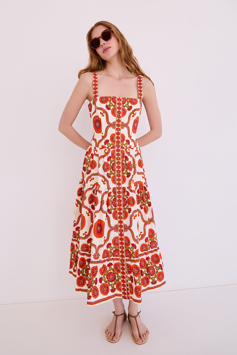 Margarita Dress in Mod Floral Ivory