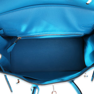 Hermès Bleu Zanzibar Togo Birkin 25 PHW Handbag bv