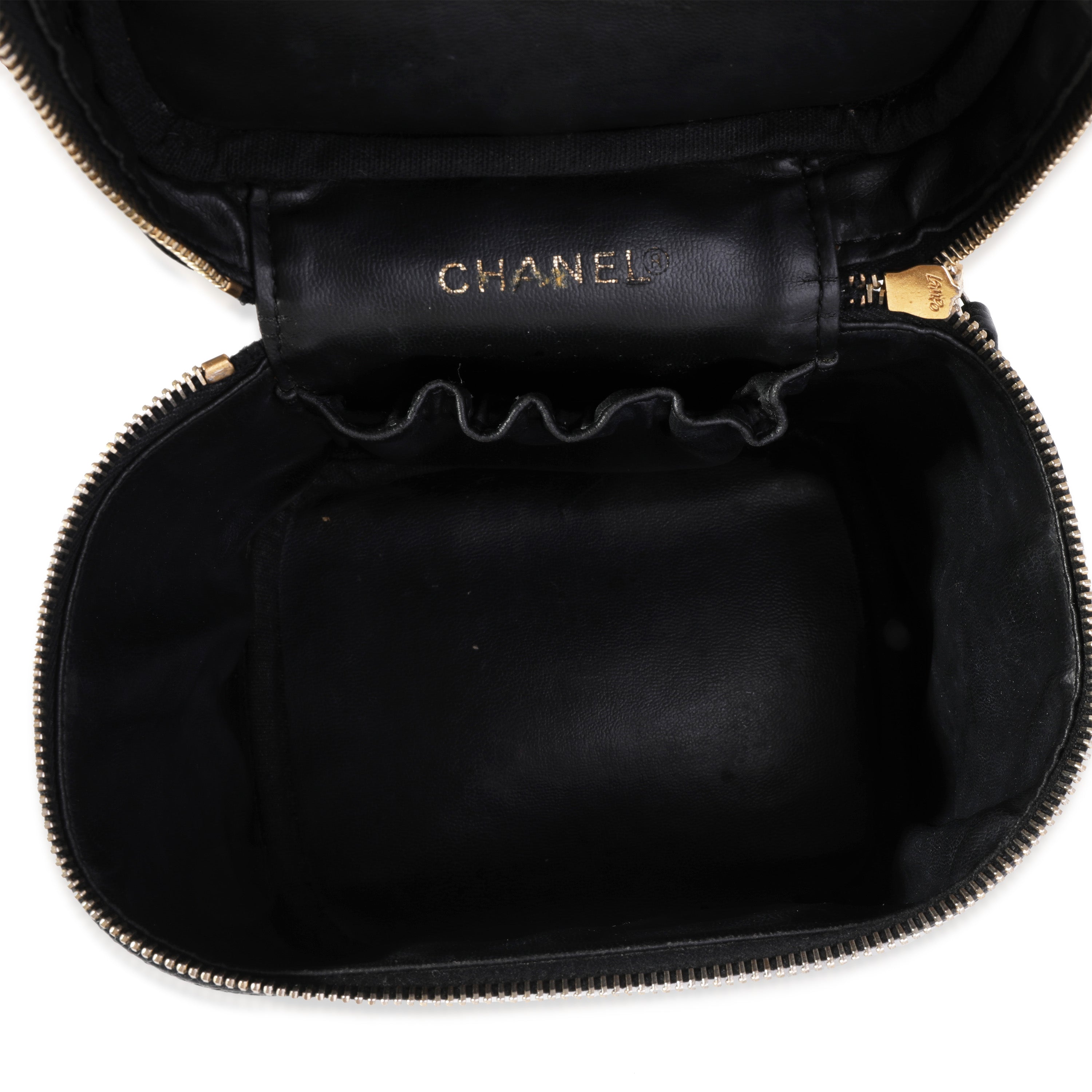 Chanel Vintage Black Caviar Vanity Case Handbag
