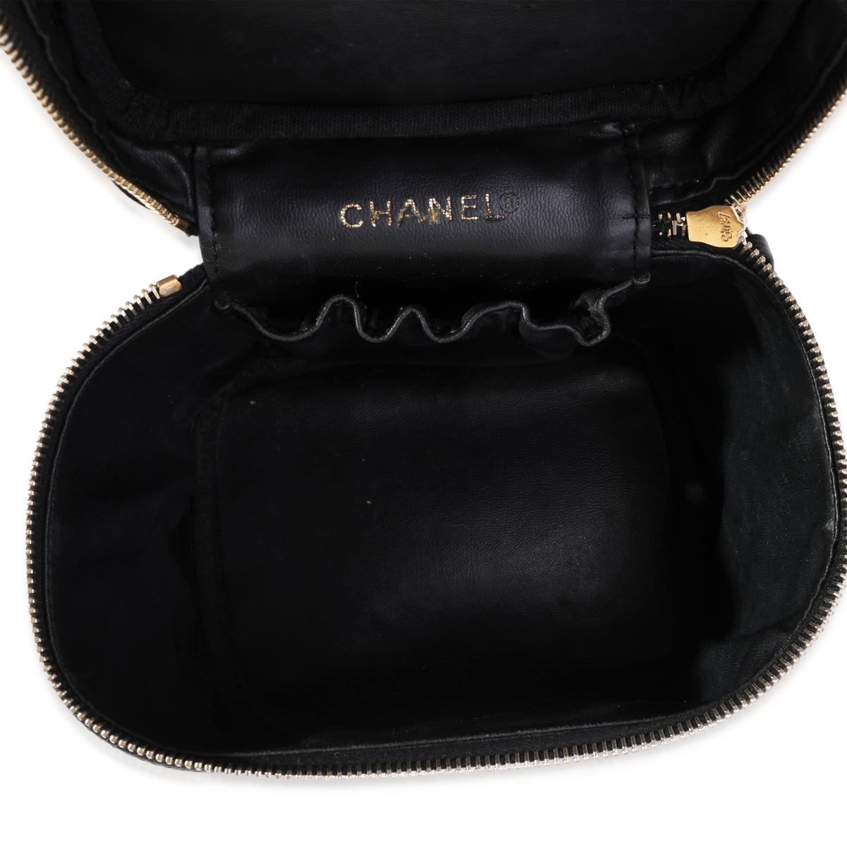 Chanel Vintage Black Caviar Vanity Case Handbag