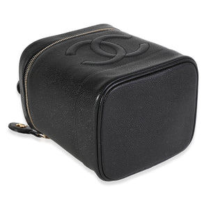 Chanel Vintage Black Caviar Vanity Case Handbag