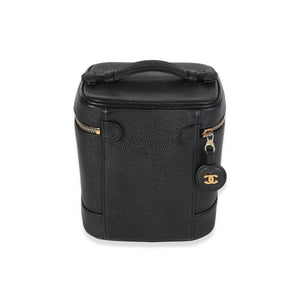 Chanel Vintage Black Caviar Vanity Case Handbag