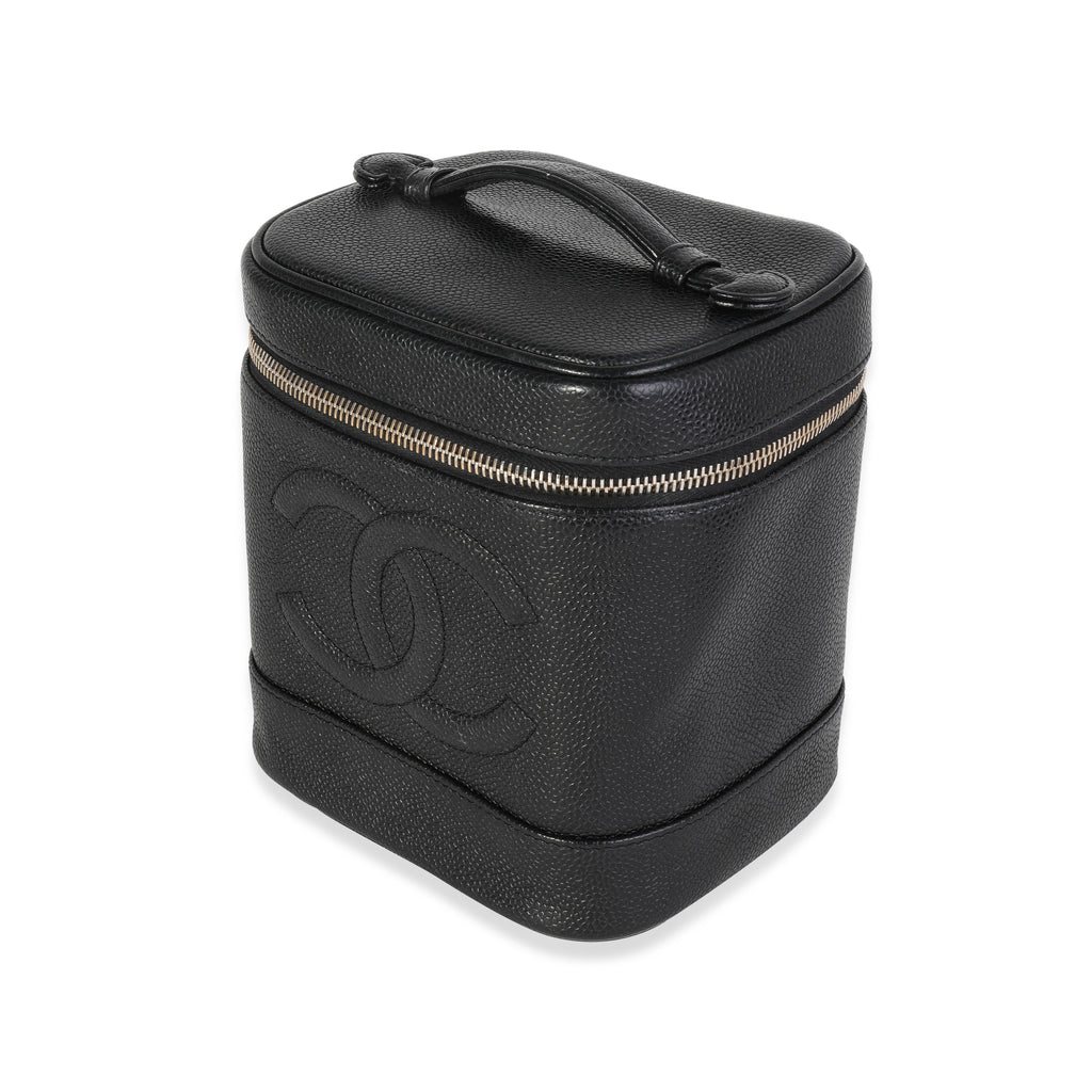 Chanel Vintage Black Caviar Vanity Case Handbag