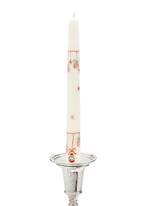 Ivory Ornament and Bell Hand-Painted Taper Candles, Set of Two