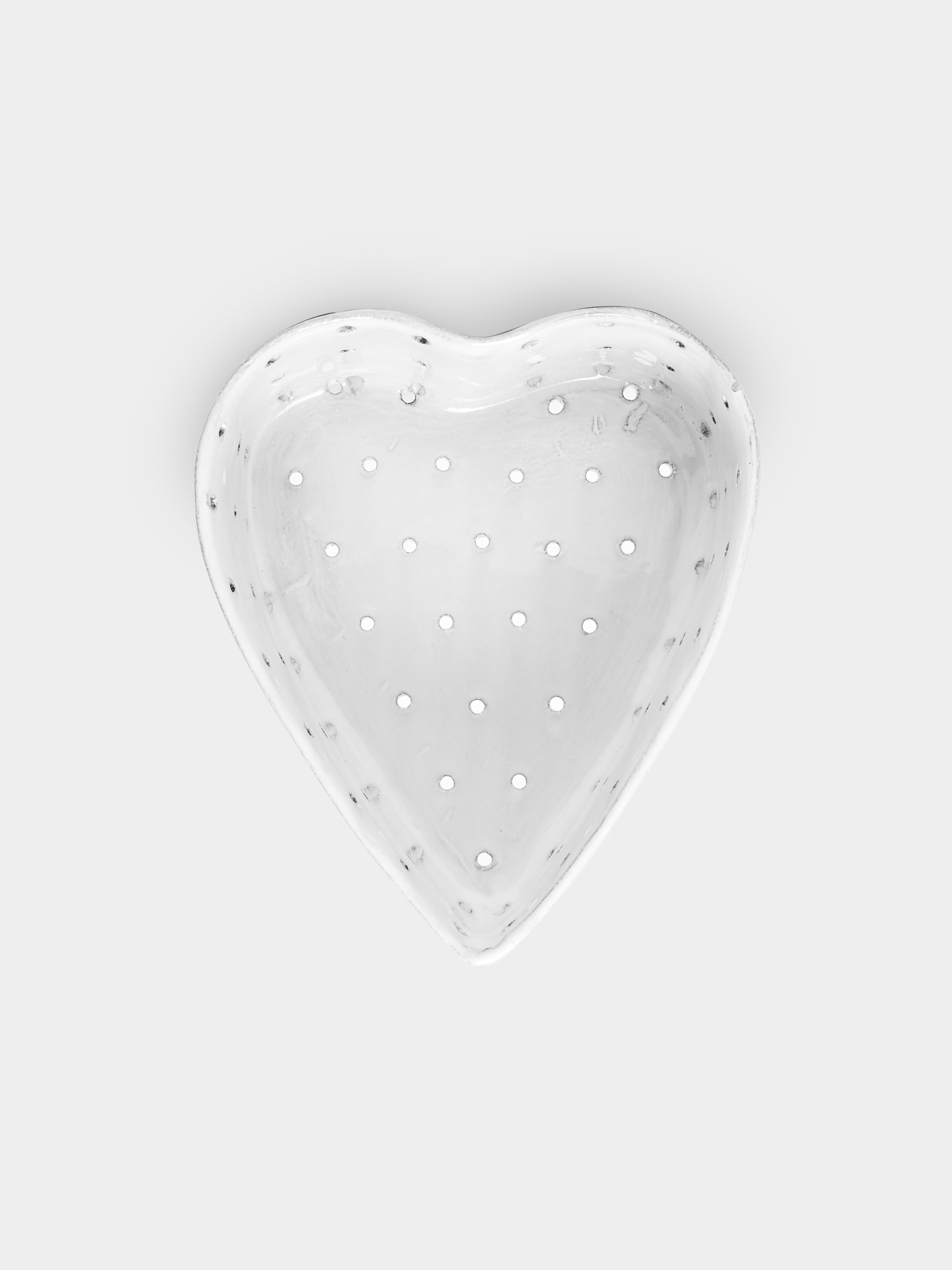 Astier de Villatte Heart Hand-Glazed Ceramic Perforated Dish