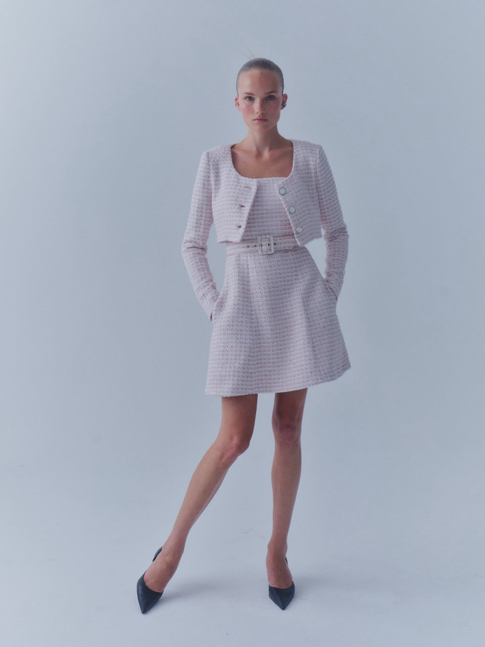 The Ellen Jacket in Pink & White