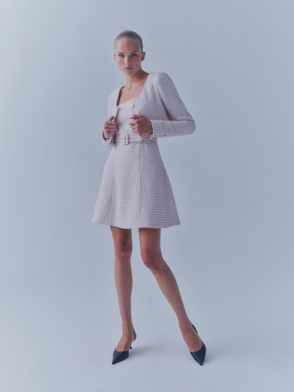 The Ellen Jacket in Pink & White