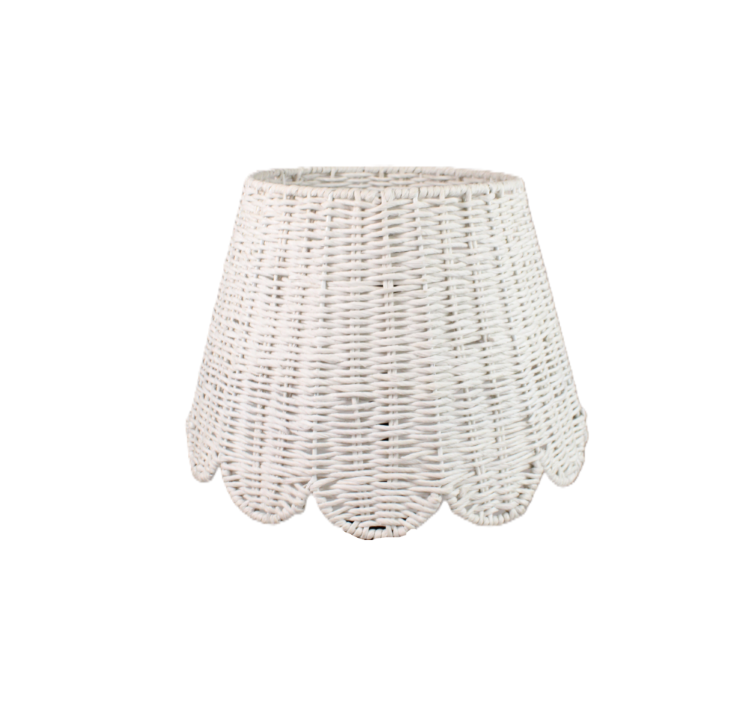 Twisted Paper Lampshade Scalloped in White