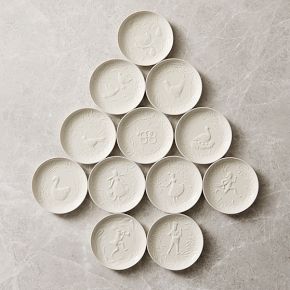 12 Days of Christmas Ceramic Appetizer Plates (Set of 12)