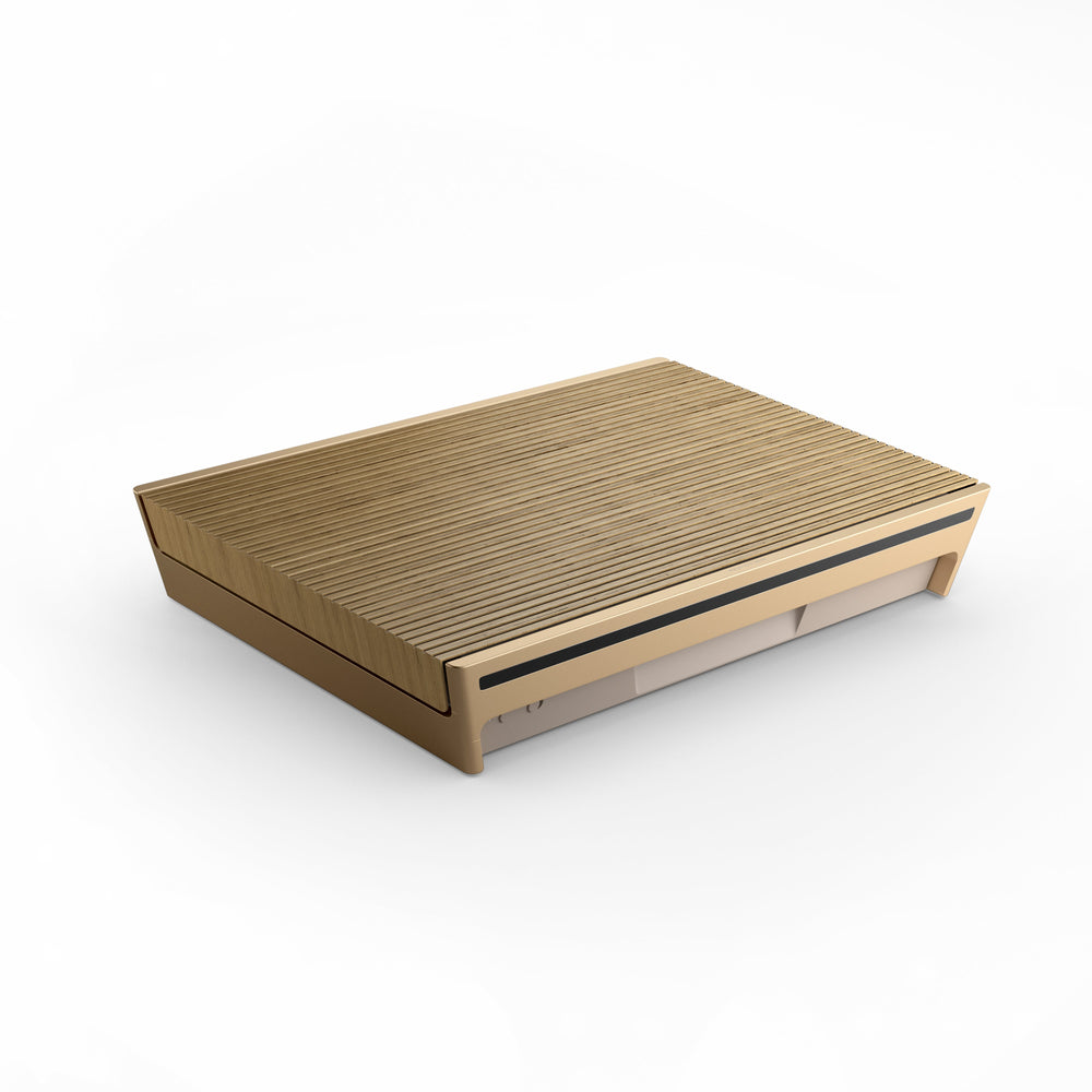 Beosound Level Portable Wifi Speaker in Gold Tone Aluminum/Light Oak