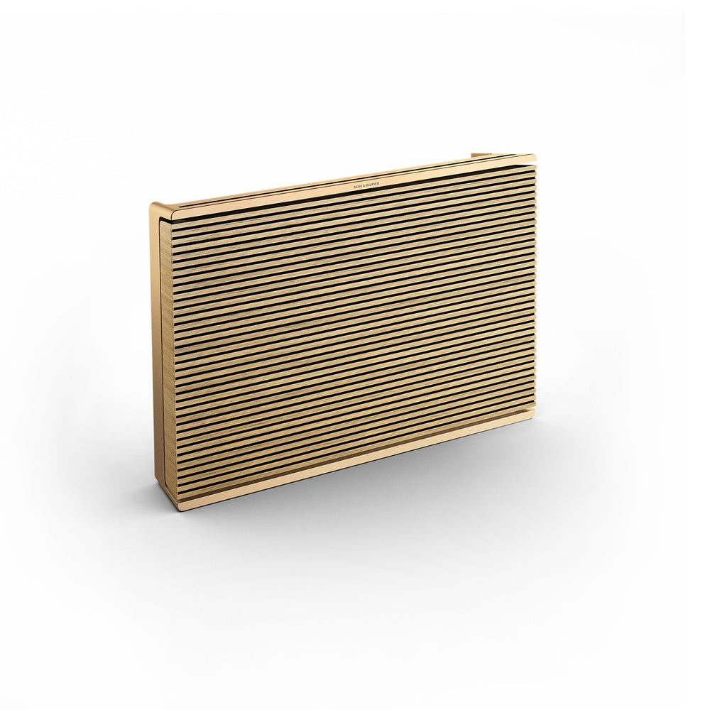 Beosound Level Portable Wifi Speaker in Gold Tone Aluminum/Light Oak