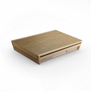 Beosound Level Portable Wifi Speaker in Gold Tone Aluminum/Light Oak