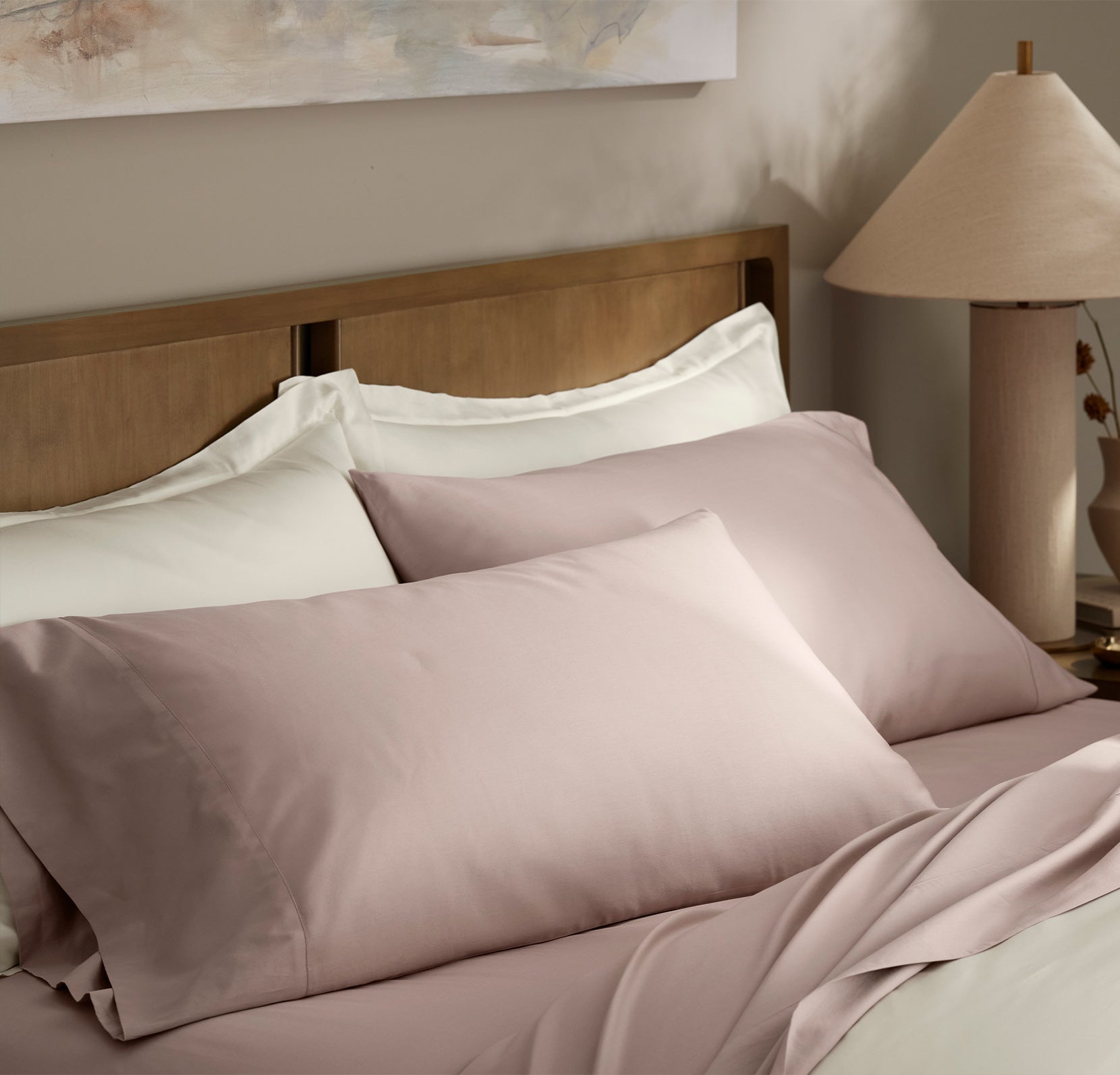 Signature Hemmed Pillowcase Set in Dusty Rose