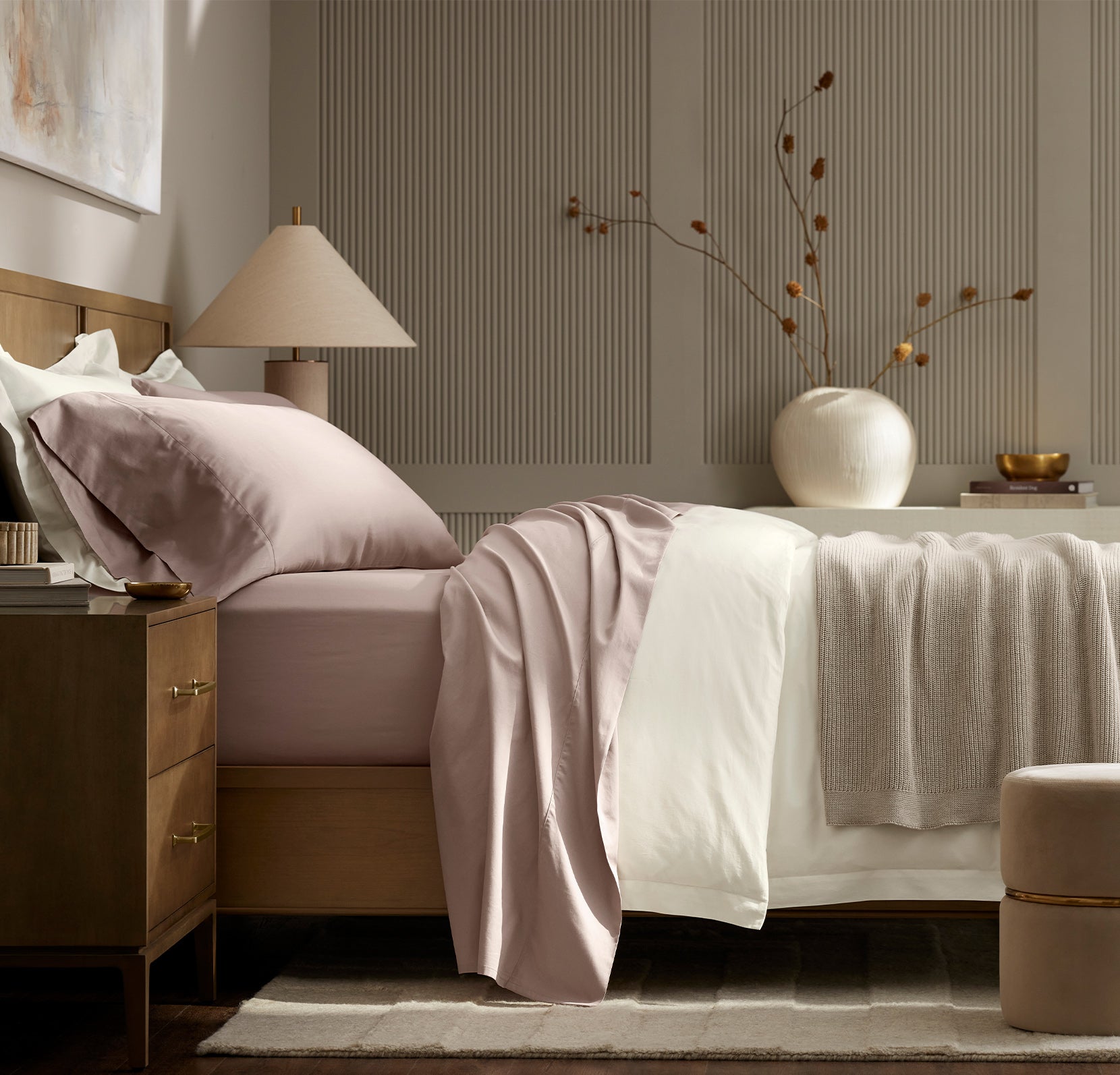 Signature Hemmed Sheet Set in Dusty Rose