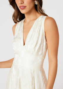 Martha Gown Ivory Garden Embossed Satin