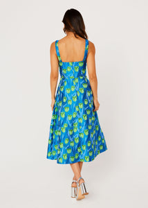 Catherine Dress Cobalt Tulip Jacquard