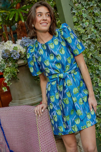 Marty Dress Cobalt Tulip Jacquard