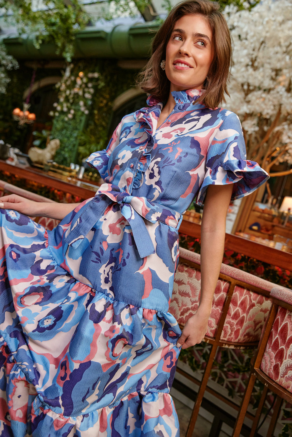 Sadie Maxi Dress Blue Retro Jacquard