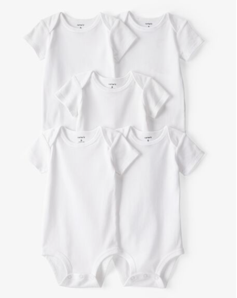 Baby 5-Pack Short-Sleeve Bodysuits - White