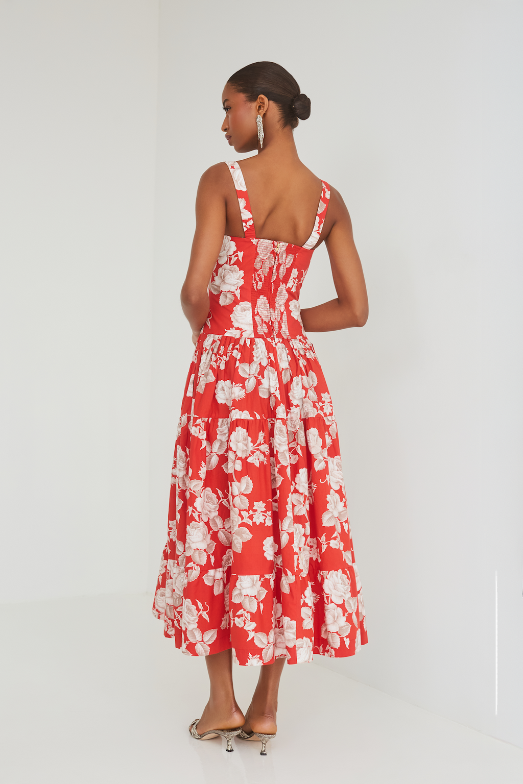 Santiago Midi Dress in Rosebud Red
