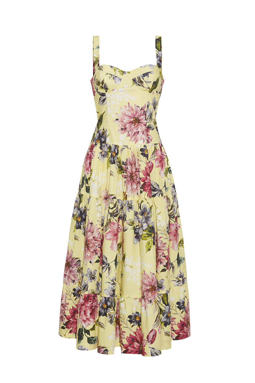Santiago Dress in Margaux Bloom Lemon
