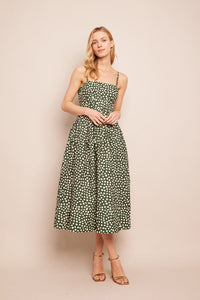 Sea Island Dress in Abstract Dot Green Turtledove