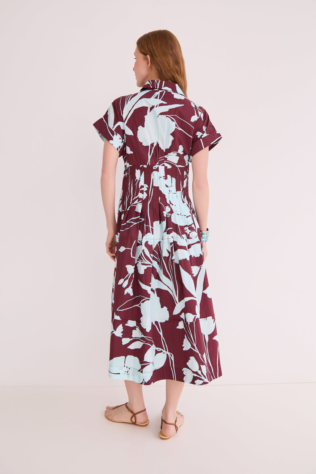 Nash Midi Dress in Botanic Maroon