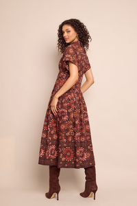 Nash Midi Dress in Batik Vine Wine