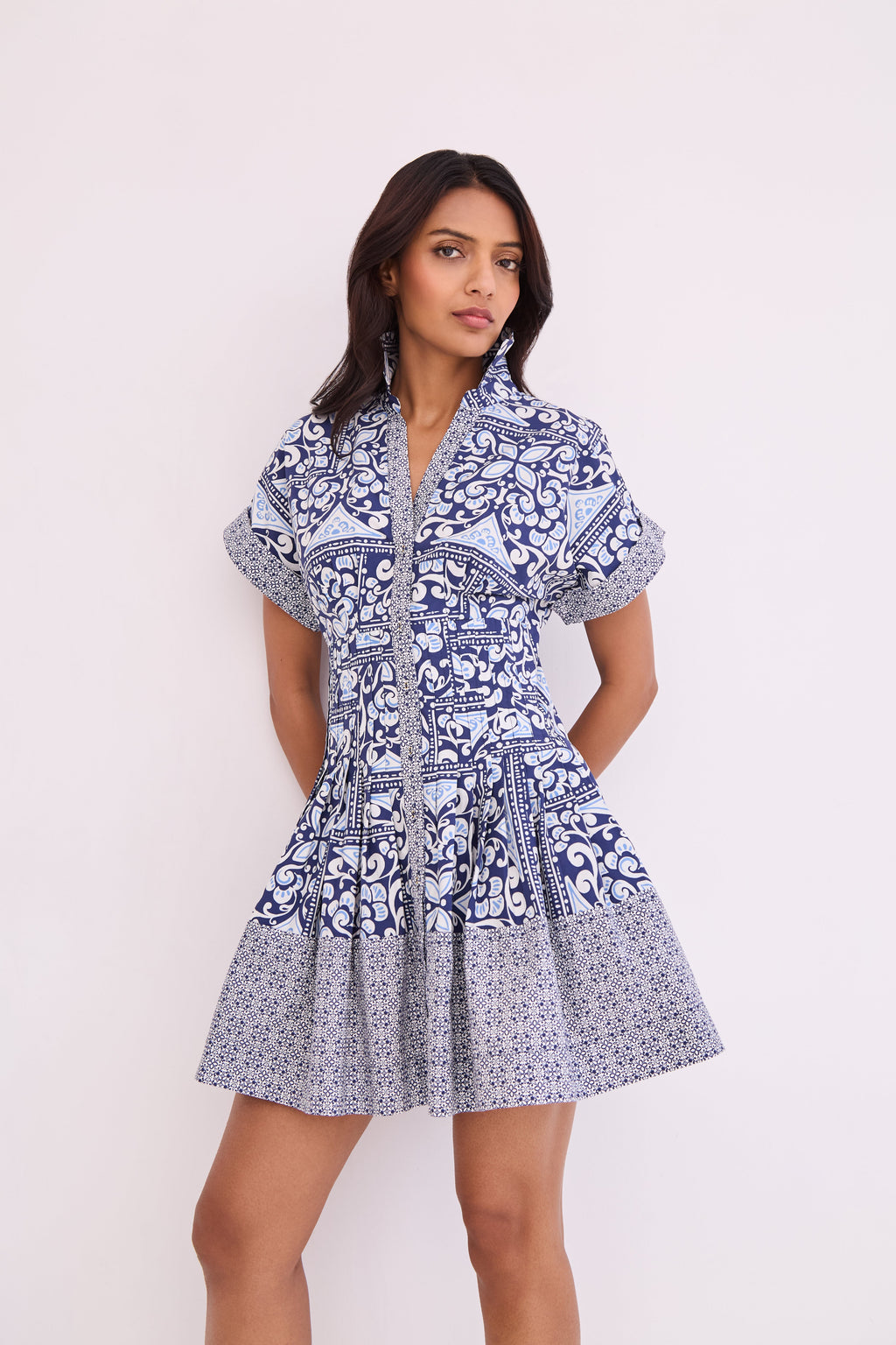 Nash Mini Dress in Heart Tile Navy