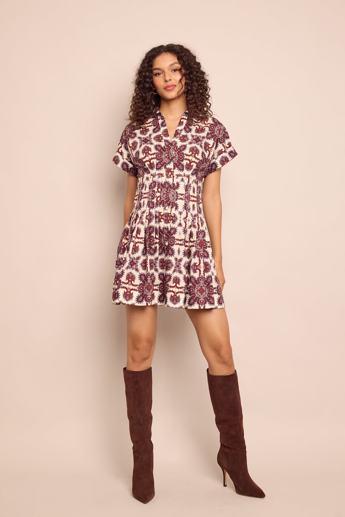 Nash Mini Dress in Vintage Tile Berry