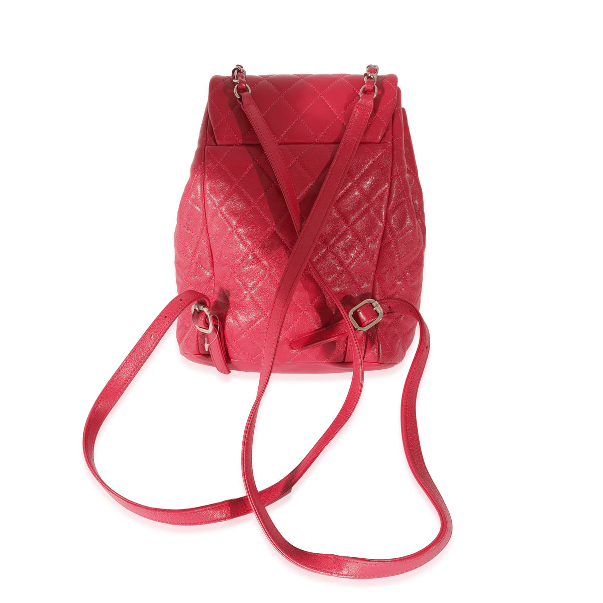 Chanel Red Quilted Calfskin Medium Covered CC Drawstring Backpack