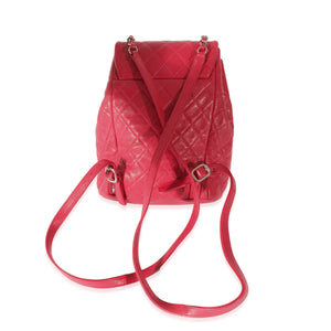 Chanel Red Quilted Calfskin Medium Covered CC Drawstring Backpack