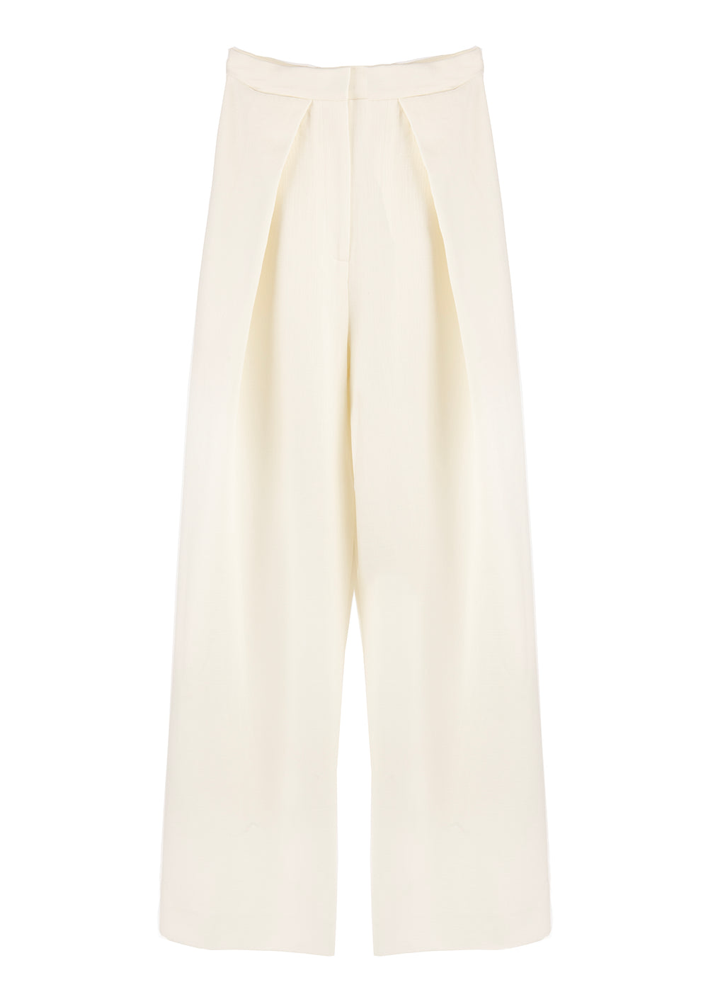 Front view of Bruno Pant showcasing front pleats and wide-leg silhouette on white background