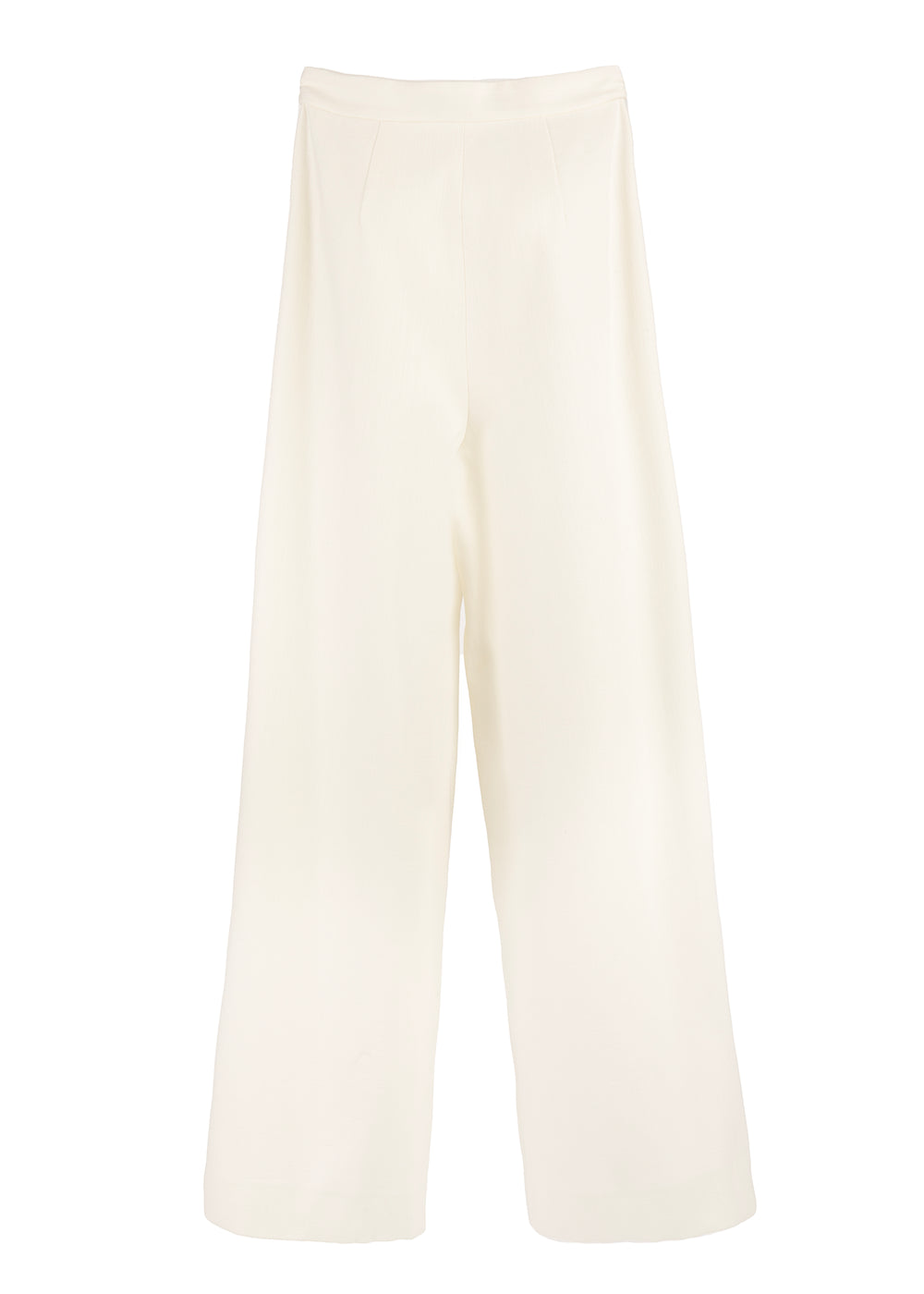 Front view of Bruno Pant showcasing high waist, front pleats and wide-leg silhouette on white background