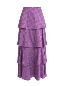 Brenda Skirt in Plum Floral Jacquard