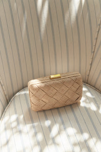 Cosette Woven Straw Clutch Bag in Natural